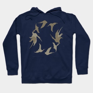 Swallows In Flight Stylized Silhouette Art Beige Brown Hoodie